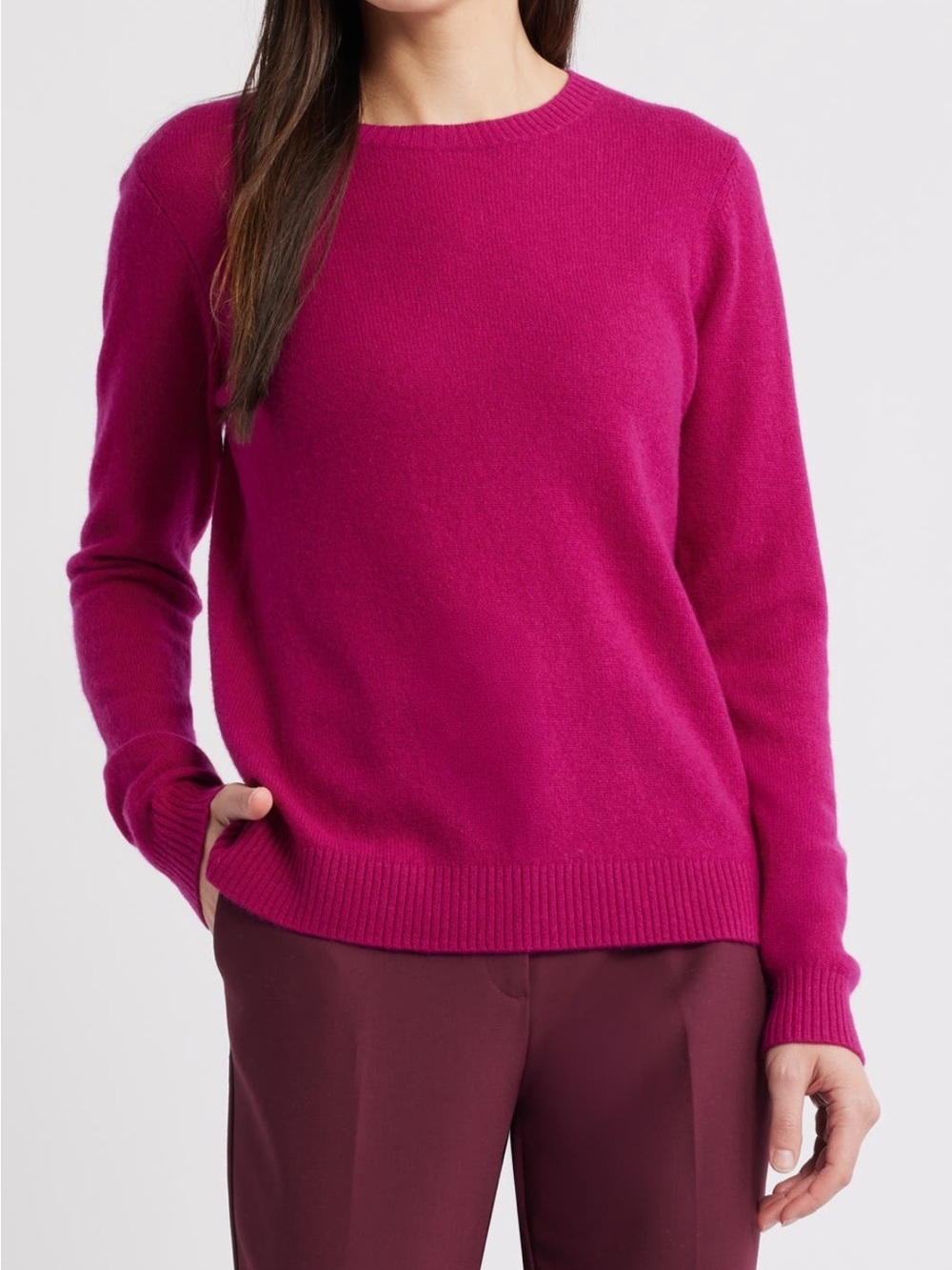 Caslon Cashmere Crewneck Sweater in Pink Plumier Size X-Small NWT
